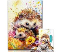 1000 Piece Jigsaw Puzzle for Adults And Teenagers Watercolor Hedgehog 1000 Pieces for Teenagers,Educational Games Home Decoration Suitable for Desktop Decoration (size 75x50cm)