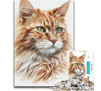 1000 Piece Jigsaw Puzzle for Adults And Teenagers Watercolor Maine Coon Cat Adult Jigsaw,Wishlist with Santa Claus for And Age 14 (size 75x50cm)