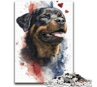 1000 Piece Jigsaw Puzzle for Adults And Teenagers Watercolor Rottweiler Staycation Kill Time with Fully Interlocking Randomly Shaped Pieces 26x38cm