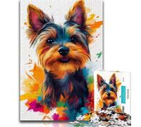 1000 Piece Jigsaw Puzzle for Adults And Teenagers Watercolor Yorkshire Terrier Teenager Jigsaw,Decompressing Intellectual Educational Toy Birthday Gift 26x38cm
