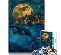 1000 Piece Jigsaw Puzzle for Adults And Teenagers Whale Under The Moon, Analysis And Logic,is Ideal As Gifts for The Whole Family for Age 14 38x26cm