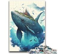 1000 Piece Jigsaw Puzzle for Adults And Teenagers Whale Watercolor Painting Charcoal Art Staycation Kill Time for Home Decoration 26x38cm