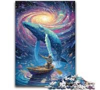 1000 Piece Jigsaw Puzzle for Adults And Teenagers Whales in Space Charcoal Art Staycation Kill Time for Home Decoration 50x75cm