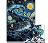 1000 Piece Jigsaw Puzzle for Adults And Teenagers Whales Under The Night Sky,Help The Brain Exercise Addictive Toys to Cultivate Patience Perfect Decoration 38x26cm