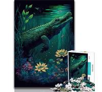1000 Piece Jigsaw Puzzle for Adults And Teenagers Whimsical Crocodile Puzzles for Teenagers,with Matching Poster And Trivia Sheet for Ages 14+ 38x26cm