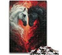 1000 Piece Jigsaw Puzzle for Adults And Teenagers White And Black Horse Teenager Jigsaw,Stress Reliever Staycation Kill Time Parent-child Interaction (26x38cm)