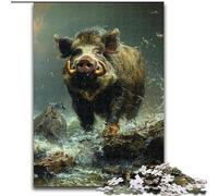 1000 Piece Jigsaw Puzzle for Adults And Teenagers Wild Boar, Staycation Kill Time Perfect Decoration for 14+ (Size 50x75cm)