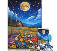 1000 Piece Jigsaw Puzzle for Adults And Teenagers Wild Flowers Under The Night Sky 1000 Piece Jigsaw,for Educational Game Challenge Toy Deal As Gifts for The Whole Family 38x26cm