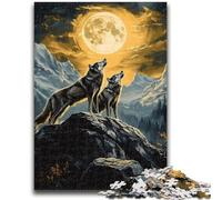 1000 Piece Jigsaw Puzzle for Adults And Teenagers Wolf Under The Golden Moon Puzzles,Educational Games DIY Toys Great Gifts And Toys (50x75cm)