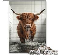 1000 Piece Jigsaw Puzzle for Adults And Teenagers Yak in The Bathroom, Brain Teaser For Wall Decoration Unique Birthday And Xmas Gifts for for Age 14 (Size 26x38cm)