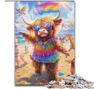 1000 Piece Jigsaw Puzzle for Adults And Teenagers Yak on Vacation, Stress Relief with Fully Interlocking Randomly Shaped Pieces for And 14 Years Old (Size 26x38cm)
