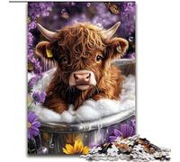 1000 Piece Jigsaw Puzzle for Adults And Teenagers Yak Taking A Bath, Challenging Game And Family Play with Fully Interlocking Randomly Shaped Pieces (size 26x38cm)