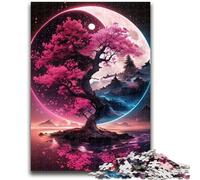 1000 Piece Jigsaw Puzzle for Adults And Teenagers Yin Yang Cherry Blossom Tree Help The Brain Exercise Addictive Toys to Cultivate Patience Wall Decoration 50x75cm