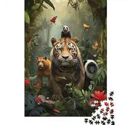 1000-Piece Jigsaw Puzzle for Adults, Animals in The Jungle, 38x26cm/1000pcs, Shared Puzzle Activity, Quiet Home Time And Friends And Family