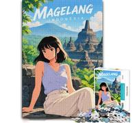 1000 Piece Jigsaw Puzzle for Adults, Anime Girl at Borobudur Temple | For New Year downtime after the celebrations: Adult jigsaw puzzle with 1000 pieces creates puzzle time on colder days.