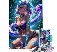 1000 Piece Jigsaw Puzzle for Adults Anime Girl with Snake Puzzles for Adults Brain Teaser Game Precision Cutting for Is Ideal As A Gifts (Size 38x26cm)