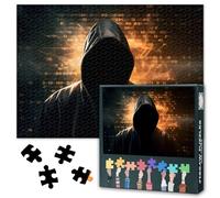 1000 Piece Jigsaw Puzzle for Adults Anonymous Hacker Art Network Security Theme Modern Cyberpunk Style Wall Decor Challenging Puzzle Game for Men and Women 27.5x19.7 Inch
