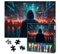 1000 Piece Jigsaw Puzzle for Adults Anonymous Hacker Artwork Modern Cyber Security Theme Intricate Detailed Puzzle for Home Office Living Room Wall Display 27.5x19.7 Inch