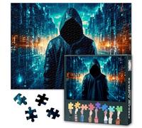 1000 Piece Jigsaw Puzzle for Adults Anonymous Hacker Cybersecurity Art Modern Tech Theme Puzzle Collection for Men Office Living Room Decor Challenging Jigsaw Puzzles 27.5x19.7 Inch