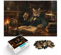 1000 Piece Jigsaw Puzzle for Adults, Anthropomorphic Cat in Suit with Drink | For screen-free leisure: Adult jigsaw puzzle with 1000 pieces gives adult puzzlers a calm activity to return to.