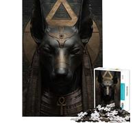 1000 Piece Jigsaw Puzzle for Adults Anubis Statue with Egyptian Symbols Jigsaw for Adults Brain Teaser Game Enhance Memory Parent-child Interaction (Size 38x26cm)