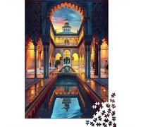 1000-Piece Jigsaw Puzzle for Adults, Arabesque Palace Reflections, 52x38cm/1000pcs; A Calm After-work Activity; Low-dust White Cardboard Pieces