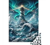 1000 Piece Jigsaw Puzzle for Adults, Arctic Lighthouse Under Aurora Borealis, 38x26cm/1000pcs, Shared Puzzle Activity, Weekend Leisure And Friends And Family