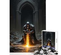 1000 Piece Jigsaw Puzzle for Adults Armored Knight Warrior in A Dark Archway Glowing Sword Happy Indoor Family Gathering Fun Perfect Holiday Celebration Present (38x52cm)