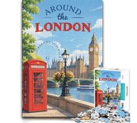 1000 Piece Jigsaw Puzzle for Adults, Around the London Travel Poster | For relaxed weekends, this adult jigsaw puzzle with 1000 pieces fits quiet evenings and weekends.