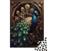 1000 Piece Jigsaw Puzzle for Adults, Art Nouveau Peacock with Golden Feathers, 70x50cm/1000pcs, Shared Puzzle Activity, Relaxing Evenings And Weekend Downtime