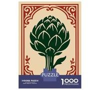 1000 Piece Jigsaw Puzzle for Adults, Artichoke Illustration with Decorative Border Artwork, Challenging Brain Teaser, Festive Season Fun, Durable Puzzle Pieces, 38x26cm/1000pcs