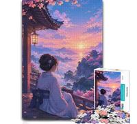 1000 Piece Jigsaw Puzzle for Adults, Asian Woman Gazing at Distant City | For relaxed after-work puzzle time, this adult jigsaw puzzle with 1000 pieces offers a calm pastime at home.
