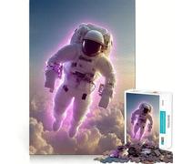 1000 Piece Jigsaw Puzzle for Adults Astronaut Floating Above Clouds with Pink Glow Tight Cut Fun Mind Game Gift Relax Fun Time Birthday Game Gift (38x52cm)