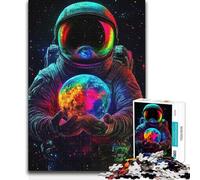 1000 Piece Jigsaw Puzzle for Adults Astronaut Holding Earth Toys Educational Games Birthday Present Educational Toy (38x52cm)