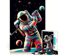 1000 Piece Jigsaw Puzzle for Adults Astronaut Plays Golf Wpap Tight Cut Fun Mind Game Gift Relax Fun Time Birthday Game Gift (50x75cm)