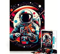 1000 Piece Jigsaw Puzzle for Adults Astronaut Plays Violin Tight Cut Fun Mind Game Gift Relax Fun Time Birthday Game Gift (38x52cm)