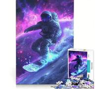 1000 Piece Jigsaw Puzzle for Adults Astronaut Surf in Space, Anti-Stress Toys, Difficult Challenge, Deal As Gifts for The Whole Family 50x75cm