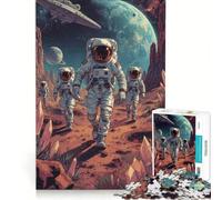 1000 Piece Jigsaw Puzzle for Adults Astronauts Exploring Alien Planet Landscape, Brain Teaser Game, Precision Cutting, Artists Collection, Fine Art 38x26cm