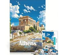 1000 Piece Jigsaw Puzzle for Adults Athens Acropolis Illustration, Anti-Stress Toys, Difficult Challenge, Deal As Gifts for The Whole Family 38x52cm