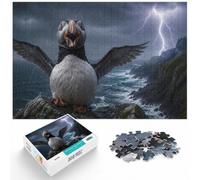 1000 Piece Jigsaw Puzzle for Adults, Atlantic Puffin Lightning | For a break from screens: Adult jigsaw puzzle with 1000 pieces; for relaxed evenings, weekends and indoor leisure.