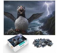 1000 Piece Jigsaw Puzzle for Adults, Atlantic Puffin Lightning | For winter weekends: Adult jigsaw puzzle with 1000 pieces is well suited to quiet nights during Christmas and New Year.