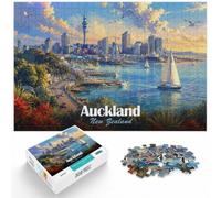 1000 Piece Jigsaw Puzzle for Adults, Auckland New Zealand Cityscape Art | For a puzzle gift at Christmas, this adult jigsaw puzzle with 1000 pieces creates puzzle time on colder days.
