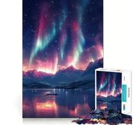 1000 Piece Jigsaw Puzzle for Adults Aurora Borealis Mountain Northern Lights Tight Cut Fun Mind Game Gift Relax Fun Time Birthday Game Gift (38x52cm)