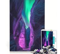 1000 Piece Jigsaw Puzzle for Adults Aurora Borealis over A Canyon, Brain Teaser Game, Precision Cutting, Artists Collection, Fine Art 38x26cm