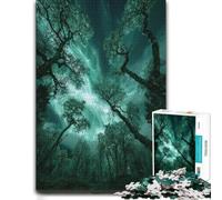 1000 Piece Jigsaw Puzzle for Adults, Aurora Borealis Over Forest | Enjoy a adult puzzle challenge on Sunday afternoons for rewarding progress.