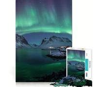 1000 Piece Jigsaw Puzzle for Adults Aurora Borealis over Lofoten Islands Norway Tight Cut Fun Mind Game Gift Relax Fun Time Birthday Game Gift (38x52cm)