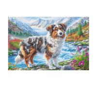 1000 Piece Jigsaw Puzzle for Adults Australian Shepherd Fall Farm 75x50cm Valentine's Day Gift for Couple Fun Bonding Activity Smooth Assembly Leisure Time Together
