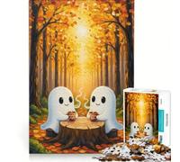 1000 Piece Jigsaw Puzzle for Adults Autumn Ghosts Coffee Break, Anti-Stress Toys, Difficult Challenge, Deal As Gifts for The Whole Family 38x52cm