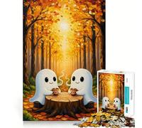 1000 Piece Jigsaw Puzzle for Adults Autumn Ghosts Coffee Break Tight Cut Fun Mind Game Gift Relax Fun Time Birthday Game Gift (50x75cm)