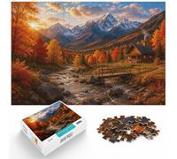 1000 Piece Jigsaw Puzzle for Adults, Autumn Road to Snowy Mountains | For puzzle time at home, this adult jigsaw puzzle with 1000 pieces offers a break from digital entertainment.